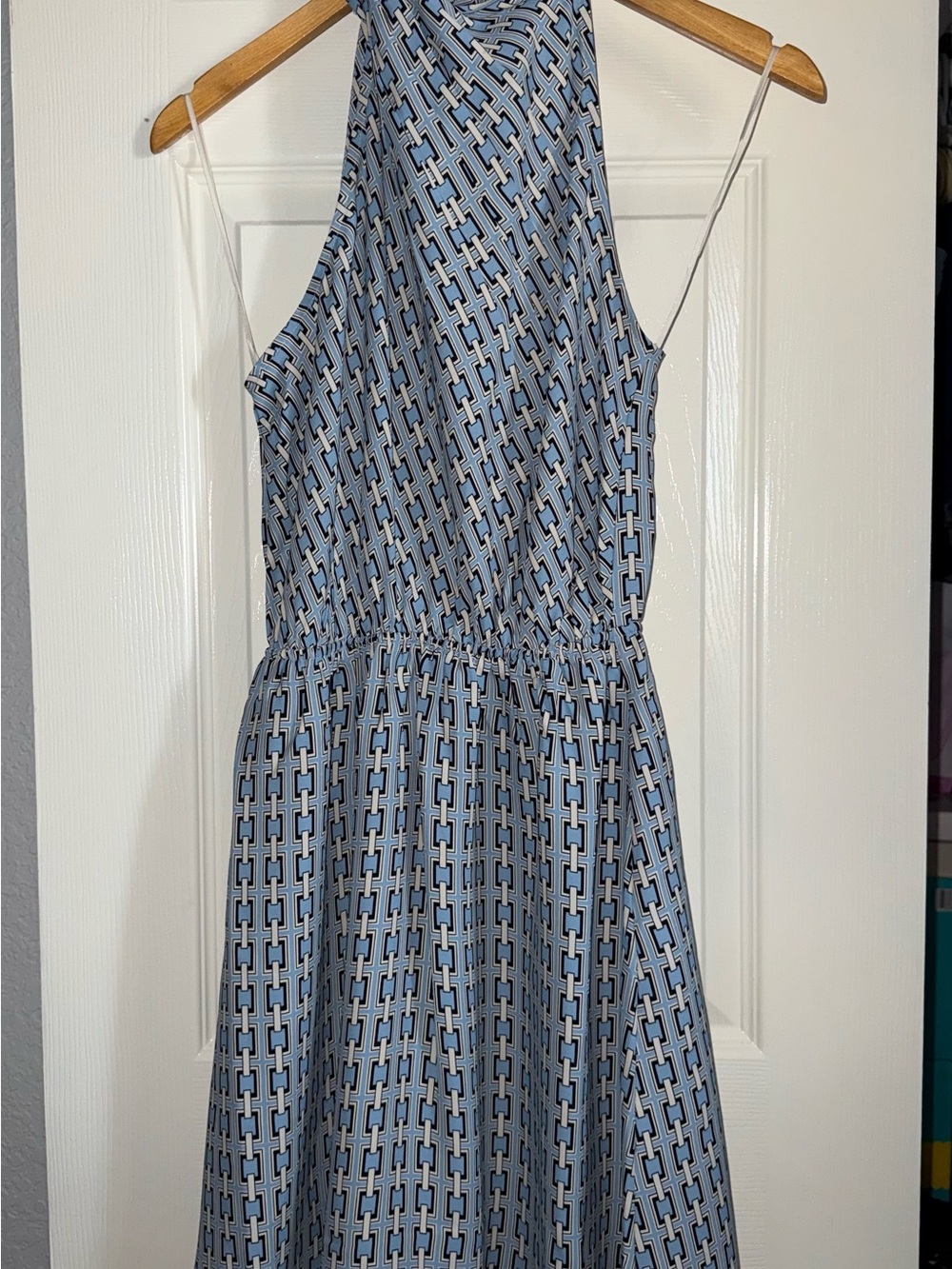 NWT Express Light Blue Geometric Halter Dress